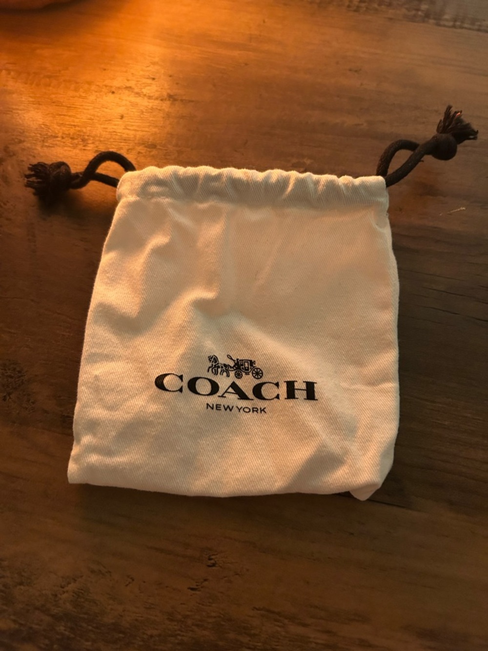 Coach Cream Drawstring Pouch with Black Logo